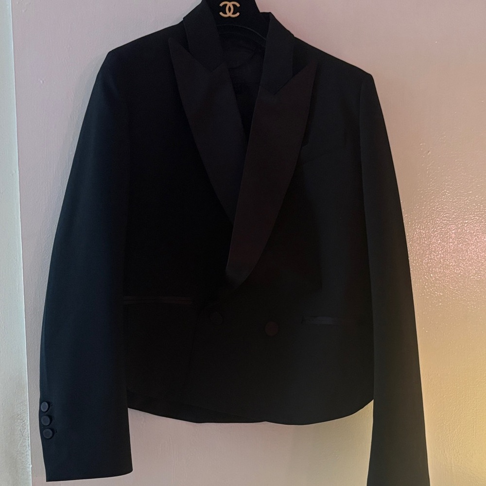 Zara Collection Black Wool Shawl Collar Tuxedo Blazer (XS)